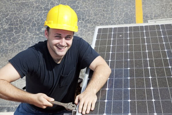 MCS installer with solar panel
